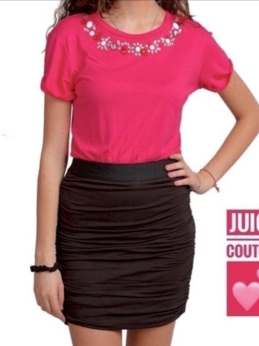 Juicy Couture Hot Pink Embellished Crewneck mini dress Medium NWT